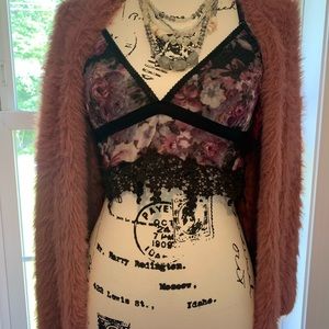 Pink, black, purple free people lace bralette
